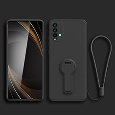 Ultra-thin Silicone Gel Soft Case Cover with Stand for Xiaomi Redmi 9T 4G Black