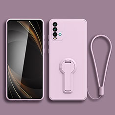 Ultra-thin Silicone Gel Soft Case Cover with Stand for Xiaomi Redmi 9T 4G Clove Purple