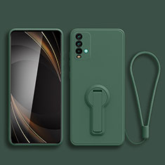 Ultra-thin Silicone Gel Soft Case Cover with Stand for Xiaomi Redmi 9T 4G Midnight Green