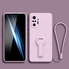 Ultra-thin Silicone Gel Soft Case Cover with Stand for Xiaomi Redmi Note 10 4G Clove Purple