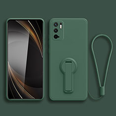 Ultra-thin Silicone Gel Soft Case Cover with Stand for Xiaomi Redmi Note 11 SE 5G Midnight Green