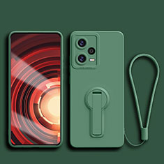 Ultra-thin Silicone Gel Soft Case Cover with Stand for Xiaomi Redmi Note 12 5G Midnight Green