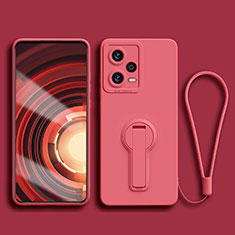Ultra-thin Silicone Gel Soft Case Cover with Stand for Xiaomi Redmi Note 12 5G Red