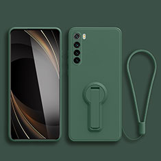 Ultra-thin Silicone Gel Soft Case Cover with Stand for Xiaomi Redmi Note 8 (2021) Midnight Green