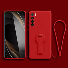 Ultra-thin Silicone Gel Soft Case Cover with Stand for Xiaomi Redmi Note 8 (2021) Red