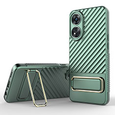 Ultra-thin Silicone Gel Soft Case Cover with Stand KC1 for Oppo Reno8 T 4G Green
