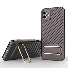 Ultra-thin Silicone Gel Soft Case Cover with Stand KC1 for Samsung Galaxy M04 Brown
