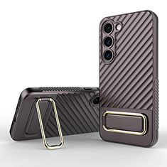 Ultra-thin Silicone Gel Soft Case Cover with Stand KC1 for Samsung Galaxy S23 Plus 5G Brown
