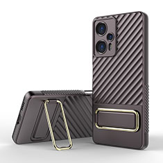 Ultra-thin Silicone Gel Soft Case Cover with Stand KC1 for Xiaomi Poco F5 5G Brown
