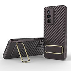 Ultra-thin Silicone Gel Soft Case Cover with Stand KC1 for Xiaomi Poco F5 Pro 5G Brown