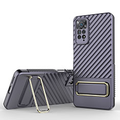 Ultra-thin Silicone Gel Soft Case Cover with Stand KC1 for Xiaomi Redmi Note 11 Pro 4G Clove Purple