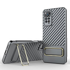 Ultra-thin Silicone Gel Soft Case Cover with Stand KC1 for Xiaomi Redmi Note 11 Pro 4G Gray