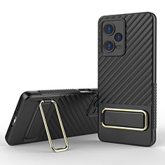 Ultra-thin Silicone Gel Soft Case Cover with Stand KC1 for Xiaomi Redmi Note 12 Pro 5G Black