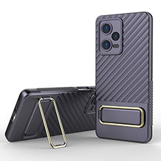 Ultra-thin Silicone Gel Soft Case Cover with Stand KC1 for Xiaomi Redmi Note 12 Pro 5G Clove Purple