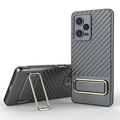 Ultra-thin Silicone Gel Soft Case Cover with Stand KC1 for Xiaomi Redmi Note 12 Pro 5G Gray
