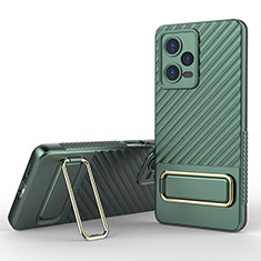 Ultra-thin Silicone Gel Soft Case Cover with Stand KC1 for Xiaomi Redmi Note 12 Pro 5G Green