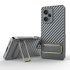 Ultra-thin Silicone Gel Soft Case Cover with Stand KC1 for Xiaomi Redmi Note 12 Pro+ Plus 5G Gray