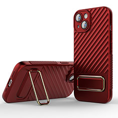Ultra-thin Silicone Gel Soft Case Cover with Stand KC2 for Apple iPhone 14 Plus Red