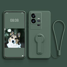Ultra-thin Silicone Gel Soft Case Cover with Stand S01 for Vivo iQOO 11 5G Midnight Green