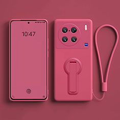 Ultra-thin Silicone Gel Soft Case Cover with Stand S01 for Vivo X90 5G Hot Pink