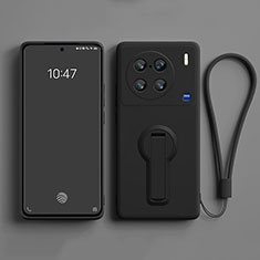 Ultra-thin Silicone Gel Soft Case Cover with Stand S01 for Vivo X90 Pro 5G Black