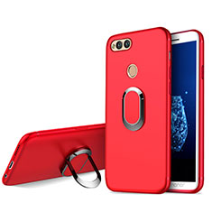 Ultra-thin Silicone Gel Soft Case with Finger Ring Stand A01 for Huawei Honor 7X Red
