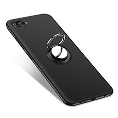 Ultra-thin Silicone Gel Soft Case with Finger Ring Stand A01 for Huawei Honor V10 Black