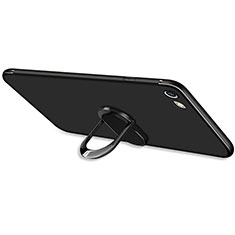 Ultra-thin Silicone Gel Soft Case with Finger Ring Stand A03 for Apple iPhone 6S Black