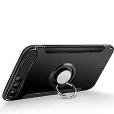 Ultra-thin Silicone Gel Soft Case with Finger Ring Stand for Huawei Honor 9 Black