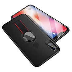 Ultra-thin Silicone Gel Soft Case with Finger Ring Stand T01 for Apple iPhone Xs Max Black