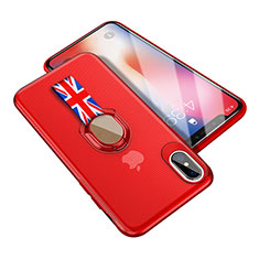 Ultra-thin Silicone Gel Soft Case with Finger Ring Stand T01 for Apple iPhone Xs Max Red