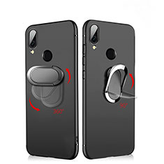 Ultra-thin Silicone Gel Soft Case with Magnetic Finger Ring Stand A02 for Xiaomi Redmi Note 7 Black