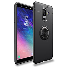 Ultra-thin Silicone Gel Soft Case with Magnetic Finger Ring Stand A03 for Samsung Galaxy A6 Plus (2018) Black