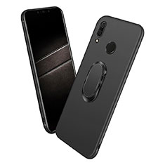 Ultra-thin Silicone Gel Soft Case with Magnetic Finger Ring Stand for Huawei P Smart+ Plus Black