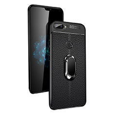 Ultra-thin Silicone Gel Soft Case with Magnetic Finger Ring Stand for Xiaomi Mi 8 Lite Black