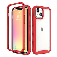 Ultra-thin Silicone Gel Soft Matte Finish Front and Back Case 360 Degrees Cover for Apple iPhone 13 Mini Red