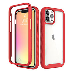 Ultra-thin Silicone Gel Soft Matte Finish Front and Back Case 360 Degrees Cover for Apple iPhone 13 Pro Max Red
