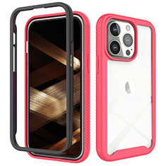 Ultra-thin Silicone Gel Soft Matte Finish Front and Back Case 360 Degrees Cover for Apple iPhone 14 Pro Hot Pink