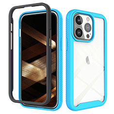 Ultra-thin Silicone Gel Soft Matte Finish Front and Back Case 360 Degrees Cover for Apple iPhone 14 Pro Max Sky Blue