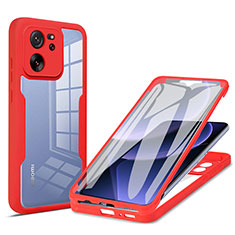 Ultra-thin Silicone Gel Soft Matte Finish Front and Back Case 360 Degrees Cover for Xiaomi Mi 13T 5G Red