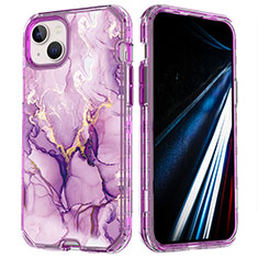 Ultra-thin Silicone Gel Soft Matte Finish Front and Back Case 360 Degrees Cover YJ1 for Apple iPhone 13 Pro Purple