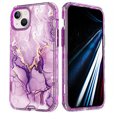 Ultra-thin Silicone Gel Soft Matte Finish Front and Back Case 360 Degrees Cover YJ1 for Apple iPhone 14 Plus Purple