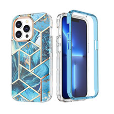 Ultra-thin Silicone Gel Soft Matte Finish Front and Back Case 360 Degrees Cover YJ2 for Apple iPhone 13 Pro Blue