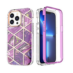 Ultra-thin Silicone Gel Soft Matte Finish Front and Back Case 360 Degrees Cover YJ2 for Apple iPhone 13 Pro Max Purple