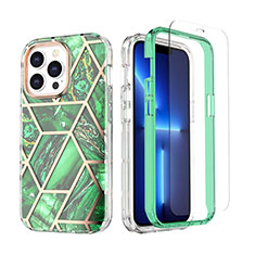 Ultra-thin Silicone Gel Soft Matte Finish Front and Back Case 360 Degrees Cover YJ3 for Apple iPhone 13 Pro Green