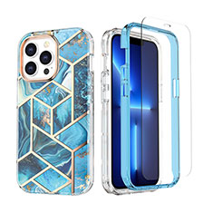 Ultra-thin Silicone Gel Soft Matte Finish Front and Back Case 360 Degrees Cover YJ3 for Apple iPhone 13 Pro Max Blue