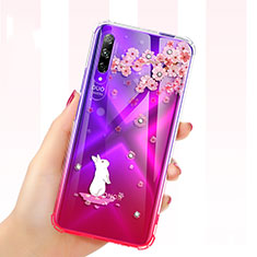 Ultra-thin Transparent Flowers Soft Case Cover for Huawei Honor 9X Pro Red