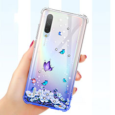 Ultra-thin Transparent Flowers Soft Case Cover for Xiaomi Mi A3 Blue