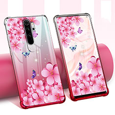 Ultra-thin Transparent Flowers Soft Case Cover for Xiaomi Redmi Note 8 Pro Pink