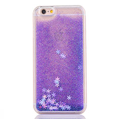 Ultra-thin Transparent Flowers Soft Case Cover T01 for Apple iPhone 6 Plus Purple